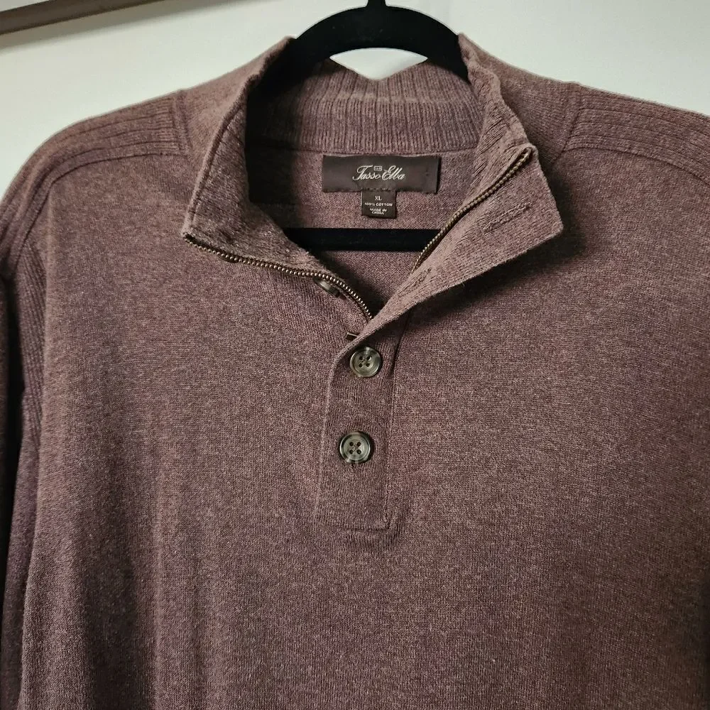 Tassle Elba Mens Long Sleeve Button and Zip Neck Sweater Shirt Size XL